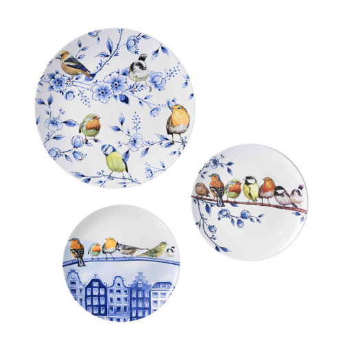 Wandborden Set Bosvogels - Keramiek - Set van 3