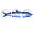 Wandbord Vis - Drieluik - Delfts blauw - 26 cm
