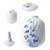 Vazenset Blauw Vouw - Porselein - set van 4
