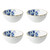 Yoghurtschaal Blauw Bloesem - Porselein - 175 ml - 4 stuks
