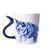 Mug Cat Tail Handle - Reaching - Delft blue - Ceramic - 300 ml