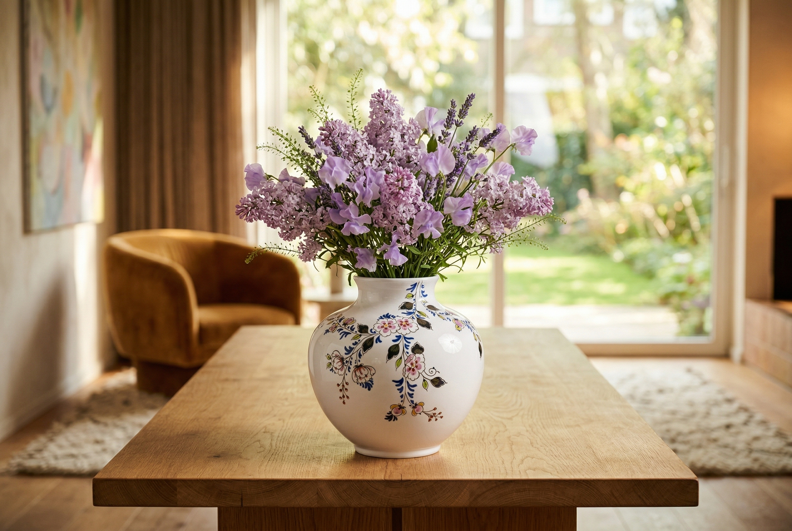 New Delft blue vases with lilac