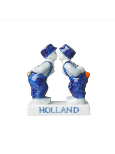 Figurine Kissing Couple - Men - Delft blue - 8 cm