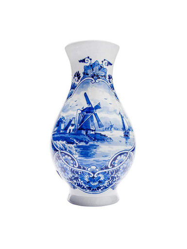 Buikvaas - Landschap - Handgeschilderd - 26 cm - Heinen Delfts Blauw
