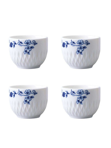 ヴィンテージ　Delfts Couple Dish ５枚組　Bluewhite Eierdopje Blauw Vouw - Porselein - 5 cm - 4 stuks - Heinen Delfts