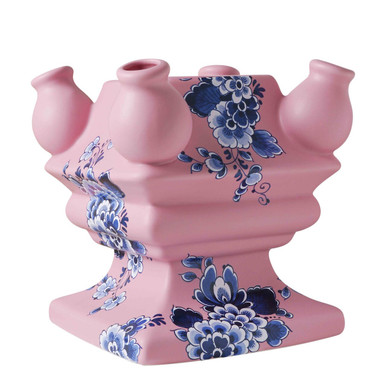 Delft Tulipiere Base - Pink with Delft Flowers