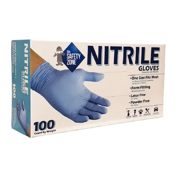 Guante de Nitrilo sin Polvo Azul SAFETY ZONE R-GNPR