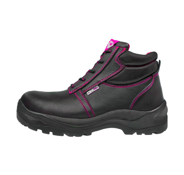 Bota de Protección Borceguí Doble Acojinado Color Negro/Rosa WSM 2958-WT