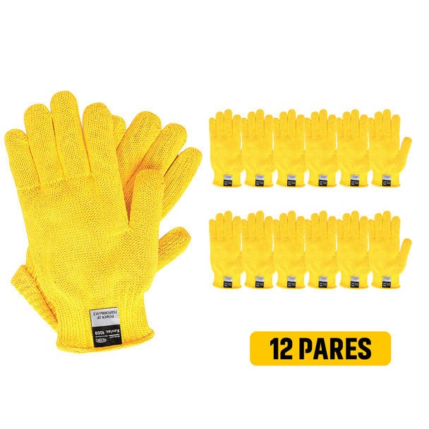 Guante Resistente al Corte Kevlar Amarillo T-L MCR 9390 PAQ 12 PARES