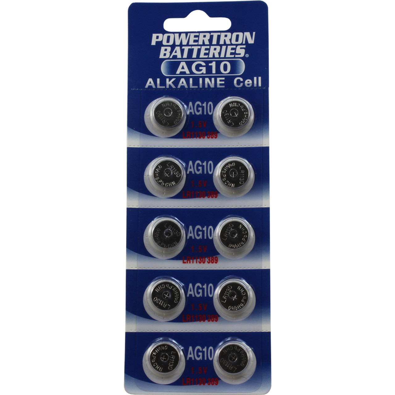 Powertron AG10 LR1130 LR54 L1131 SR1130 389 189 RW89 Button Cell