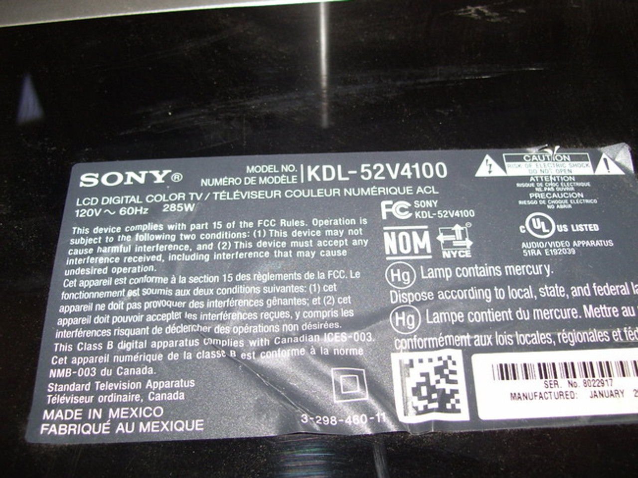 Sony KDL52V4100 TV Stand / Base (Screws Included) ReplaceYourBase