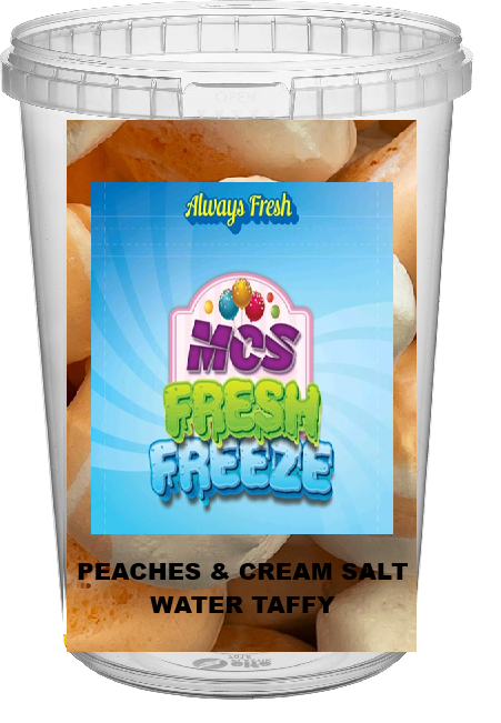 PEACHES & CREAM SALT WATER TAFFY 32 OZ CONTAINERS