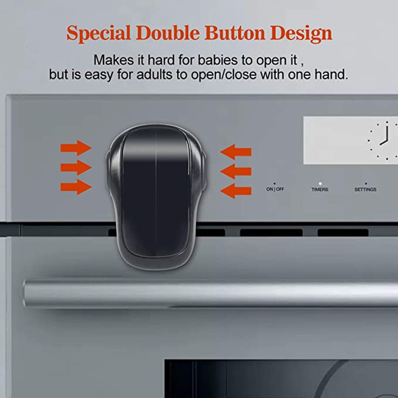EUDEMON Child Safety Heat-Resistant Oven Door Lock, Oven Front Lock for Kids Easy to Install, Use 3M Adhesive,No Screws or Drill (Clear-Black)