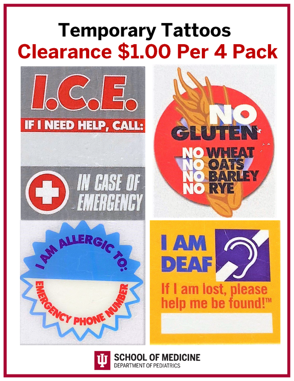 Tattoos-Temporary 4 Pack (CLEARANCE)