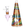 Conical Stained Glass Water Pipe - 6.25" / 14mm F / Colors Vary