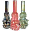 Iridescent Crouching Skeleton Soft Glass Water Pipe | 13.5" | 14mm F | Colors Vary