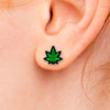 Wood Rocket Stoner Earrings - Green Hemp Leaf Wood Rocket Stoner Earrings - Green Hemp Leaf