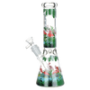 Pulsar Chillin' Flamingos Beaker Glass Water Pipe - 9.75" / 14mm F