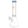 Gold Hemp Leaf Glass Beaker Water Pipe - 13.5" / 14mm F / Colors Vary