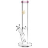 Gold Hemp Leaf Straight Tube Water Pipe - 12" / 14mm F / Colors Vary