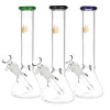 Gold Hemp Leaf Glass Beaker Water Pipe - 10" / 14mm F / Colors Vary