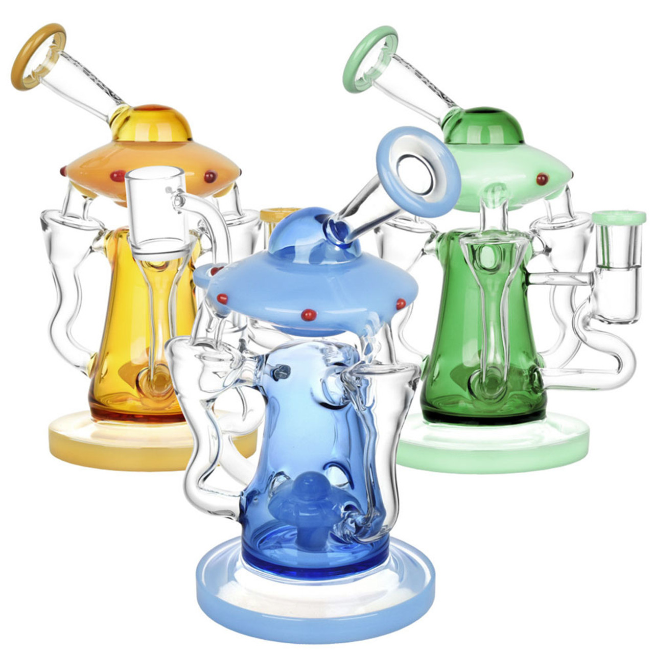 Wholesale Blue Glass Bong Water Pipe Recycler Dab Rig Hookah Pipes