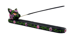 10" Day of the Dead Cat Incense Burner - Black