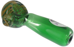 Web of Fume - 4" Spoon w/ Fumed Web Head on Green by Jellyfish Glass