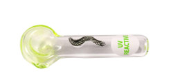 3.5" Spoon w/ Ribbon Squiggle & UV Reactive Head by Jellyfish Glass