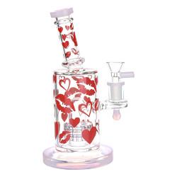 Lipstick Kiss Glass Water Pipe - 8" - 14mm F