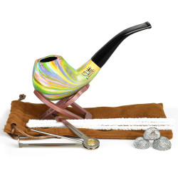 Pulsar Shire Pipes Bent Brandy Rainbow Tobacco Pipe - 5.9"