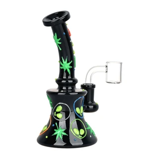 420 Alien Glow In The Dark Glass Dab Rig - 6.5" / 14mm F