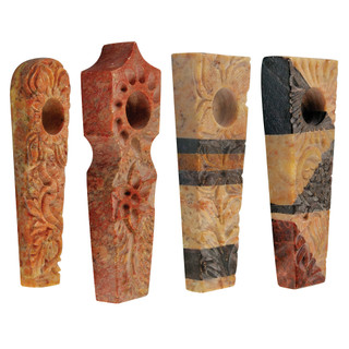 8pc Carved Marble Stone Pipe - 3" / Assorted Styles