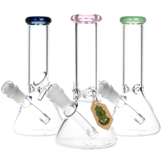 Classic Glass Beaker Water Pipe - 8" / 14mm F / Colors Vary