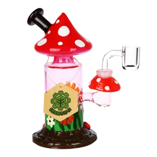 Magic Shroom Garden Glow In The Dark Glass Dab Rig - 6.25" / 14mm F
