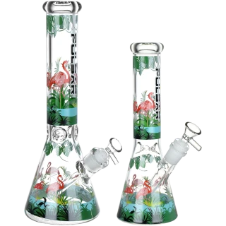 Pulsar Chillin' Flamingos Beaker Glass Water Pipe 14mm F