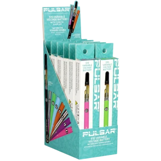 Pulsar Digital Display Slim VV Click Button 510 Battery w/ Preheat - 400mAh / Assorted Colors/12CT DISPLAY