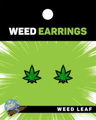 Wood Rocket Stoner Earrings - Hemp Leaf