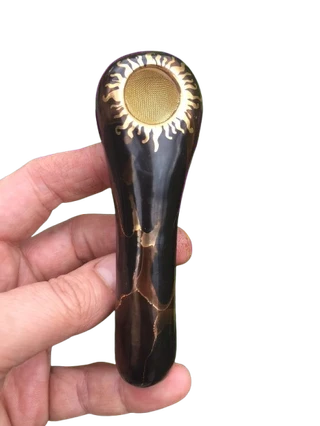 Porcelain Gold Spoon - Black