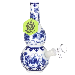 SeshGear Chinese Vase Ceramic Water Pipe - 7.8" / Double Bubble Base