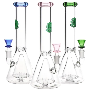3ct SeshGear Beaker Glass Water Pipe Bundle - 10" / 14mm F / Assorted Colors