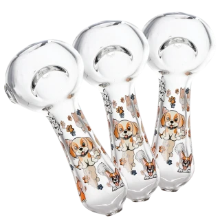 3ct Pulsar Cute Doggies Glass Spoon Pipe Bundle - 4.5"