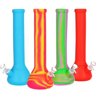 4ct Silicone Beaker Water Pipe Bundle - 13.25"/ 14mm F / Assorted Colors