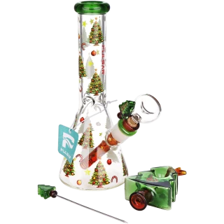 Pulsar Christmas Tree Herb Pipe Duo - 10" / 14mm F