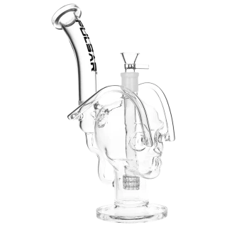 Pulsar Skull Eyes Recycler Glass Water Pipe - 12.5" / 19mm F / Clear