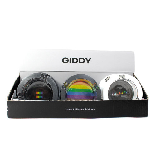 3" Giddy Glass Ashtrays with Silicone Cover