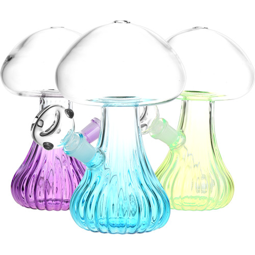 Pluming Mushroom Glass Water Pipe - 7" / 14mm F Assorted