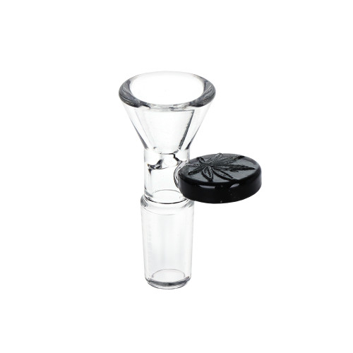 Black Herb Slide w/ Embossed Leaf Tab - 14mm Male