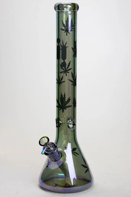 Infyniti 18" 7mm Chromatic Leaf Beaker w/ Ice Pinch Light Sunshine