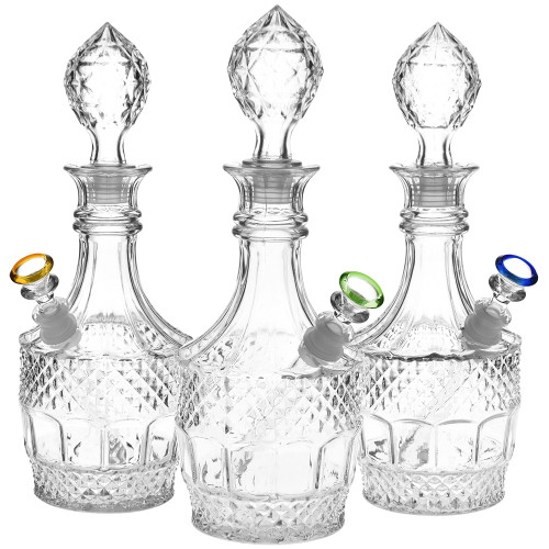 Vintage Decanter Style Glass Water Pipe w/ Cap - 8.5" / 14mm F / Colors Vary / Liquor